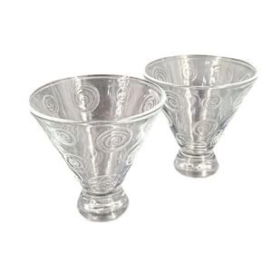 Set‎ of Hpnotiq Embossed Logo Swirl Circle Martini Cocktail Glasses
